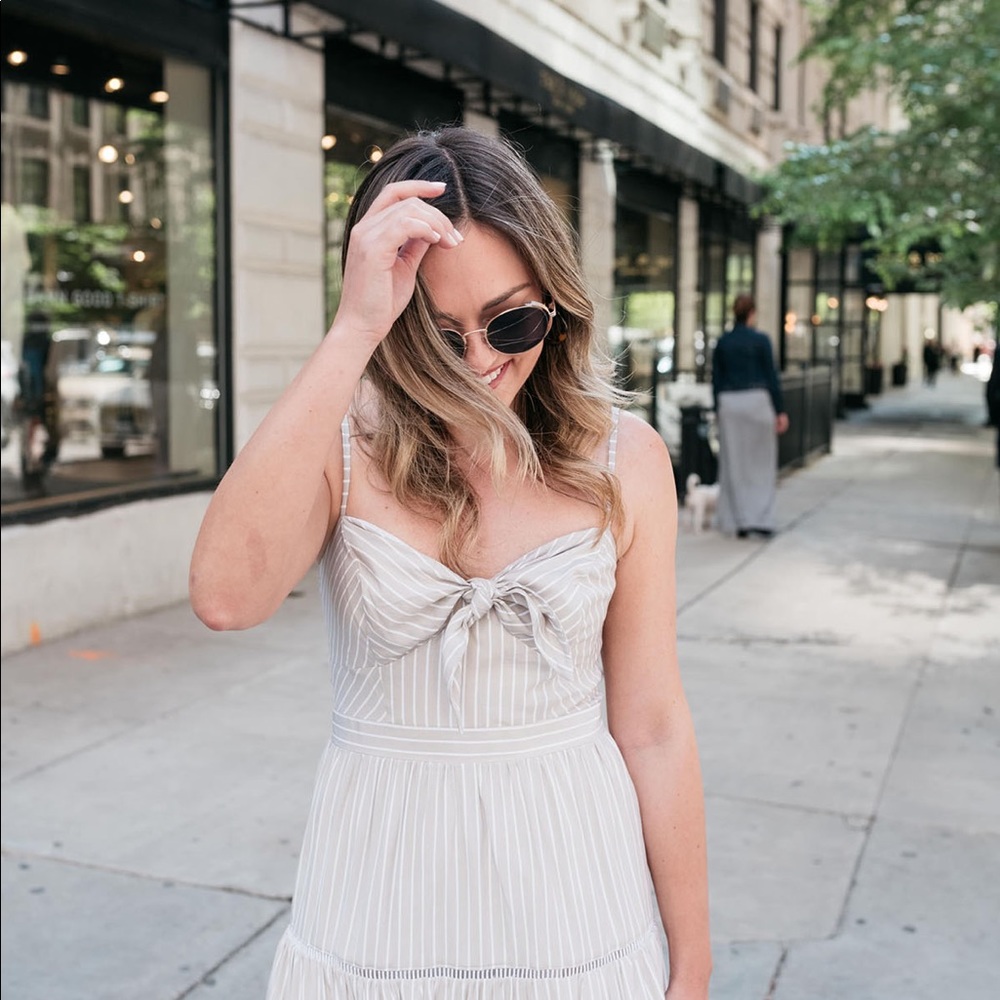 Eliza J Cream Striped Dress - Picture 2 of 5